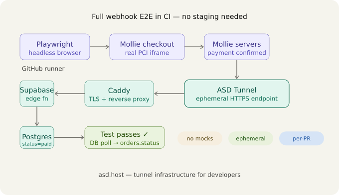 Why ASD Tunnel makes real Mollie payment testing possible in CI